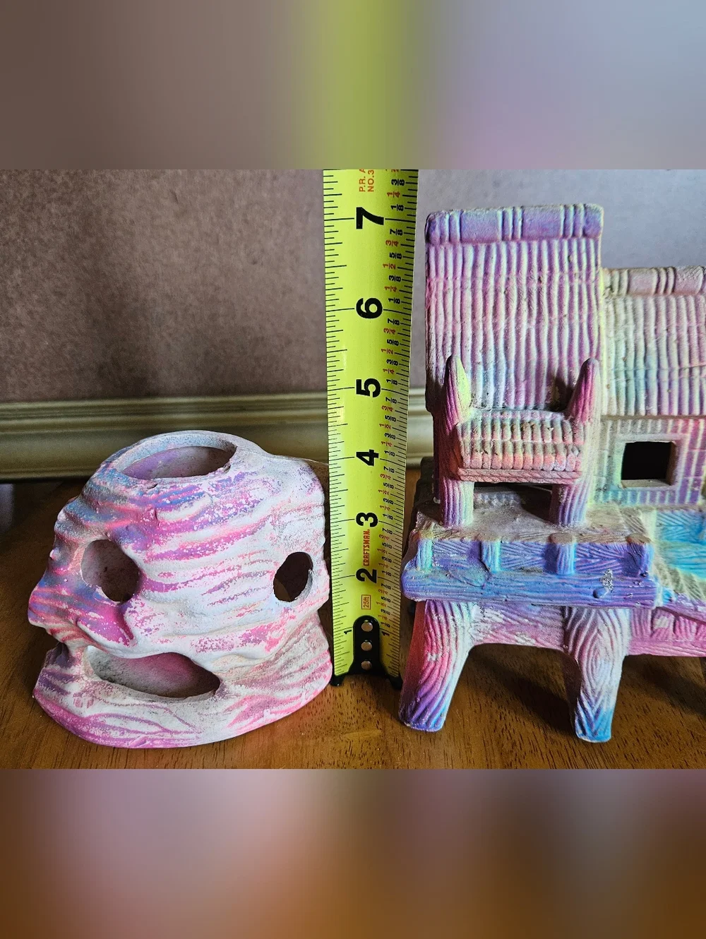 Vtg Fluorescent Watera Hut & Decorative Hot Pink Reefscape for Fishtank
